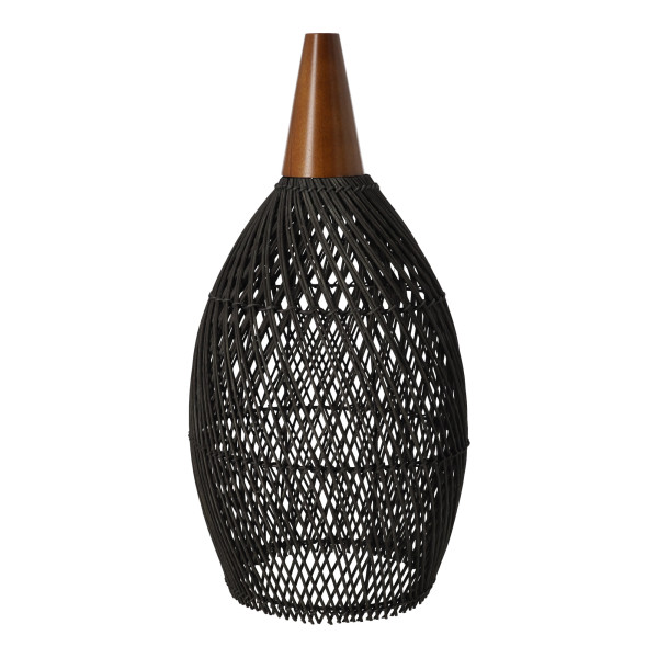 Rustykalna rattanowa lampa wisząca - 25cm czarna