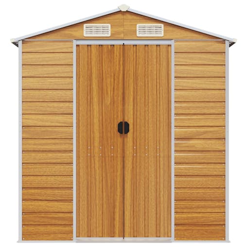 NNEVL Garden Shed Light Brown 191x300x198 cm Galvanised Steel