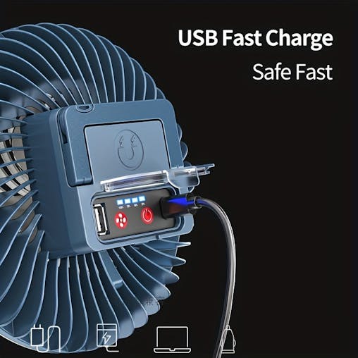 NNETM Camping Fan Light with Hook, Magnet & USB