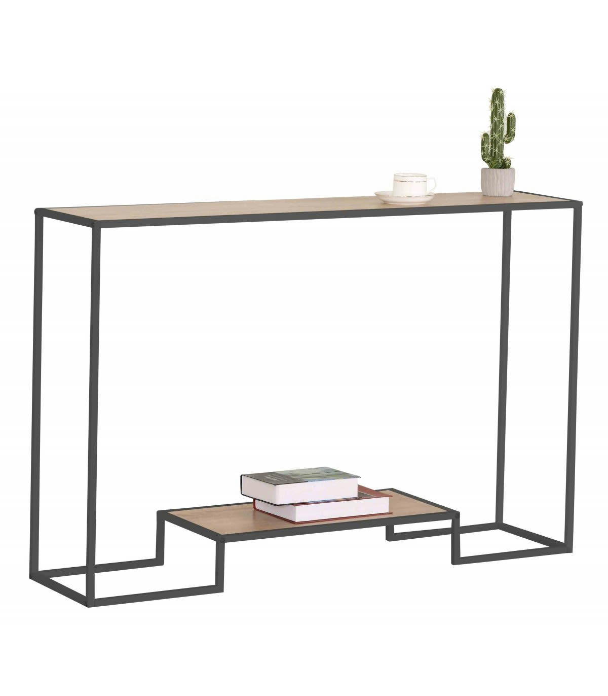 - Console moderne 2 niveaux décor chêne L120cm