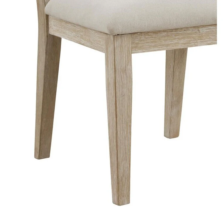 Verdugo White Washed and Beige Armless Dining Side Chair (Set of 2)