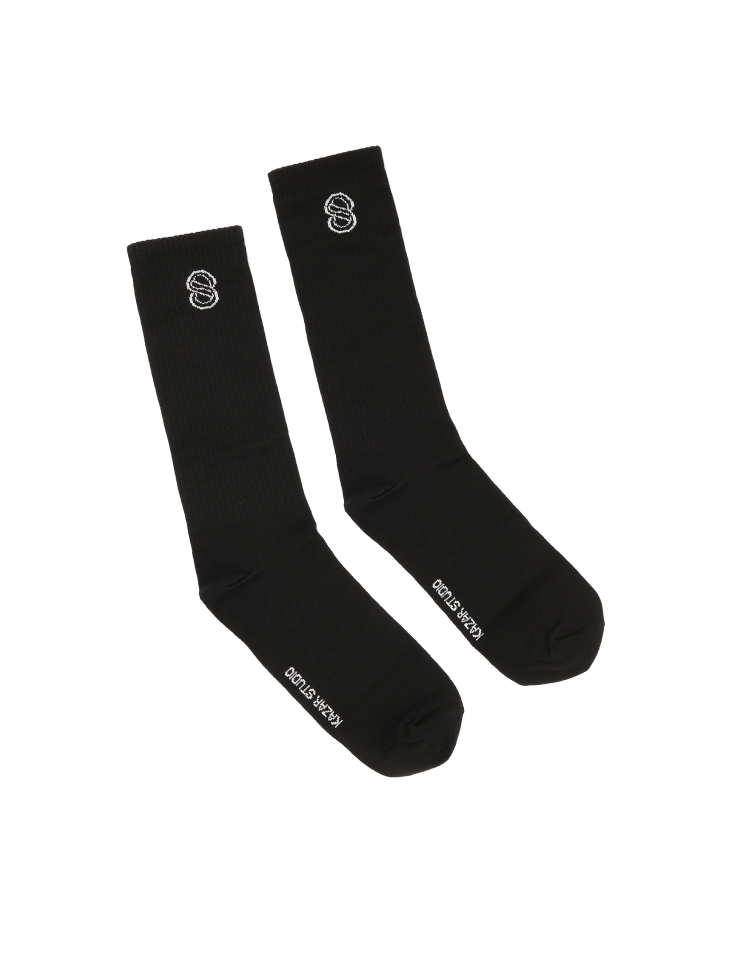 Long black cotton socks