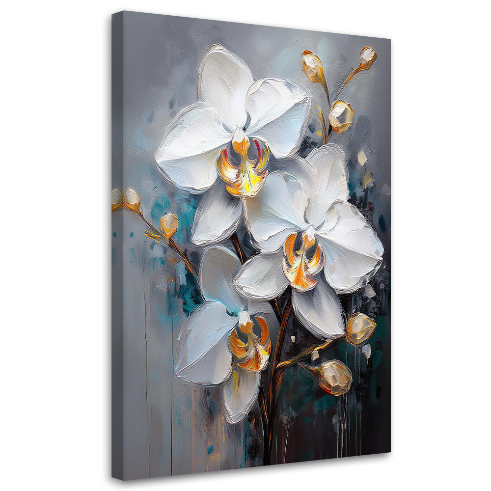 Feeby Obraz na płótnie, Biały Storczyk Kwiaty Glamour 40x60