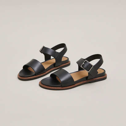 Sandales à brides et bouts ouvertsen cuir noir | ACCO