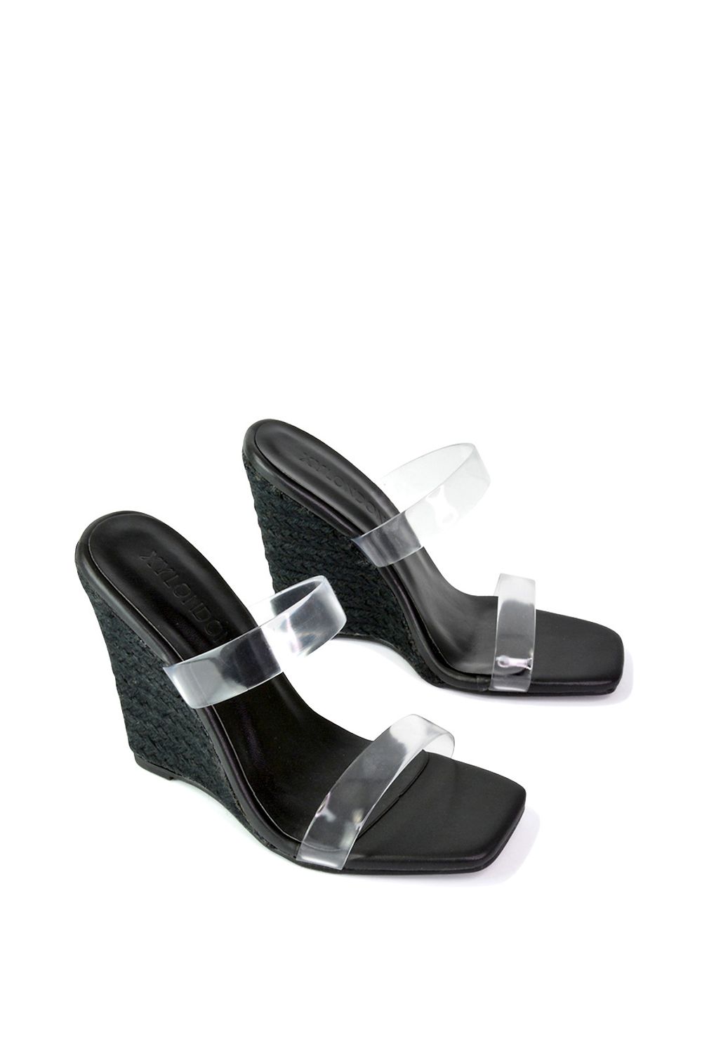 XY London Shea' Perspex Strappy Espadrilles Wedge Heel Sandals