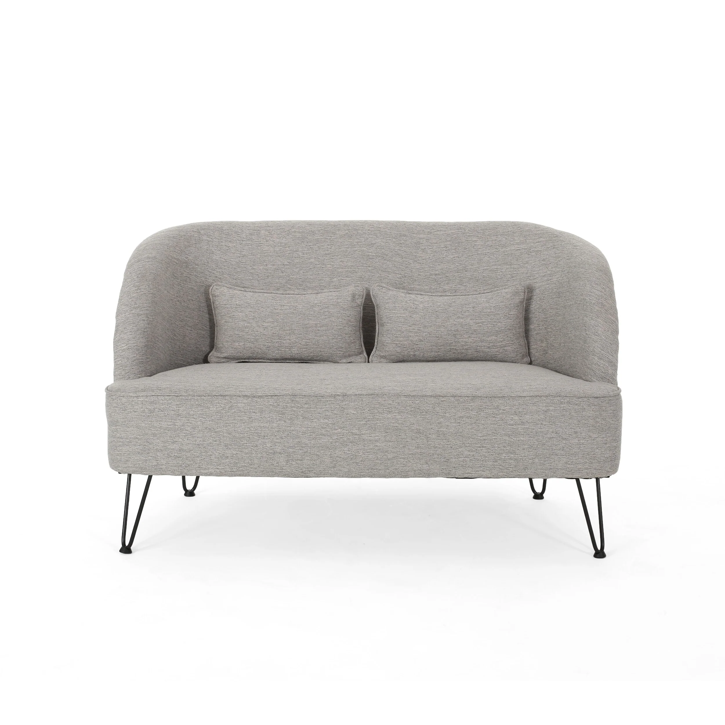 Light Grey 49.5 Upholstered Loveseat Sofa with Polished Hairpin Legs for Living Room