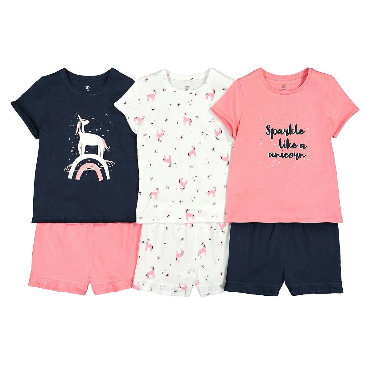 Lot de 3 pyjashorts imprimé licorne