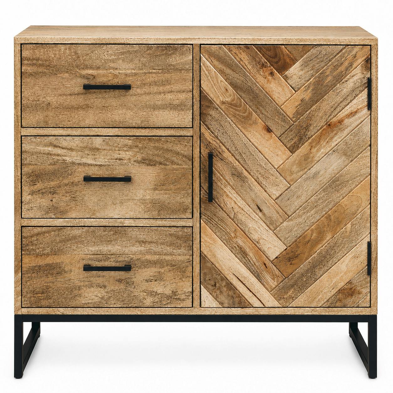 Petit buffet bois de manguier 1 porte 3 tiroirs BRIX