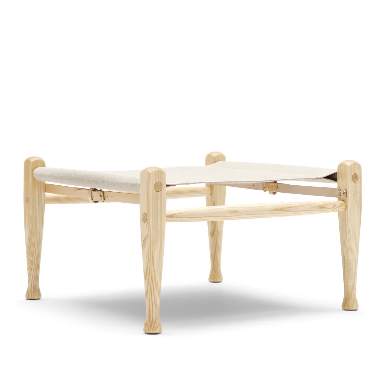 Carl Hansen - KK97170 Safari Hocker, Esche geölt / Leder Natur / Canvas Natur