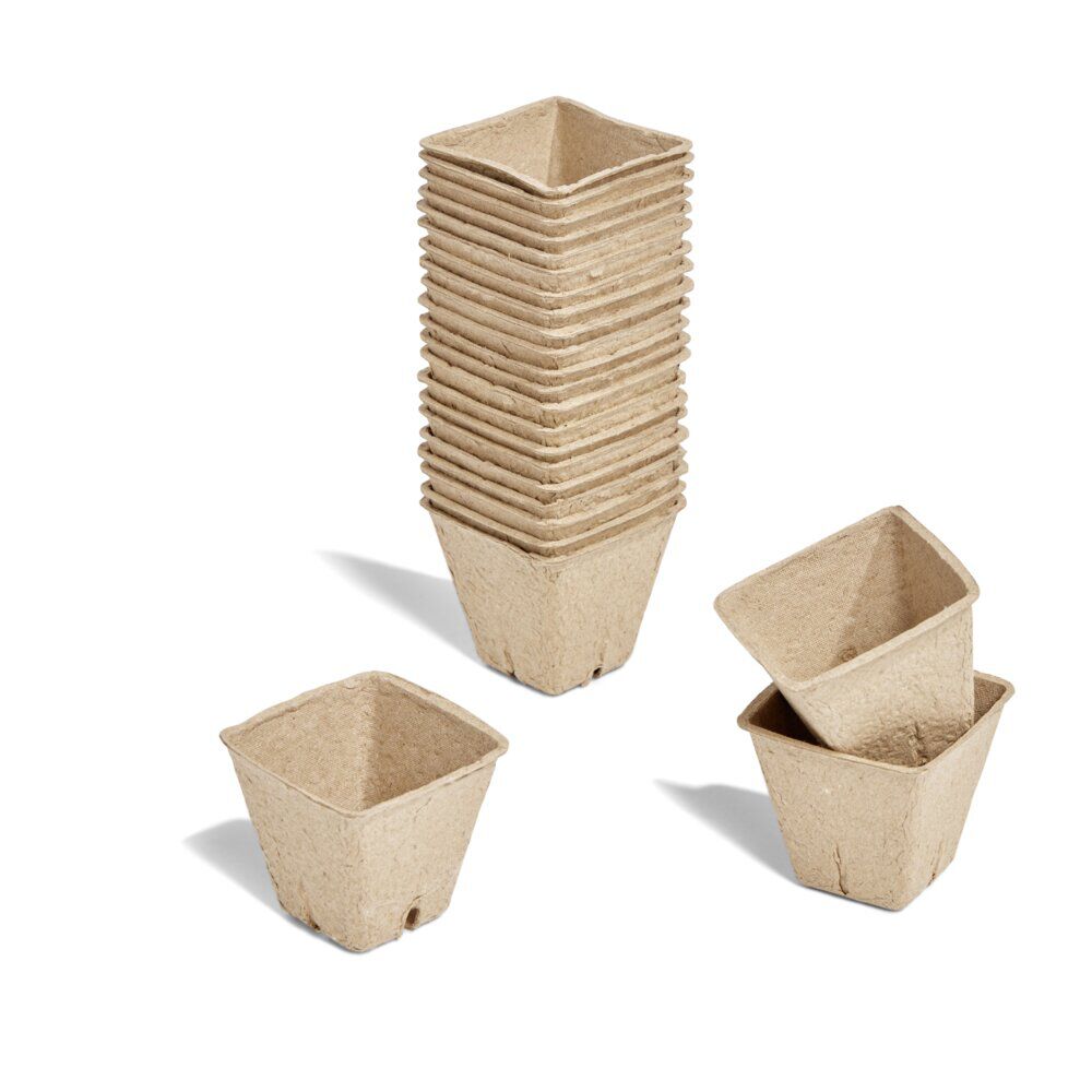 Pot carré pâte à papier pour semis x24 6.5x6.5xH8cm