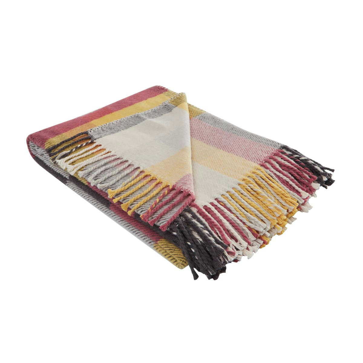 ADHARA - Plaid à franges chaud Framboise 130x170 cm