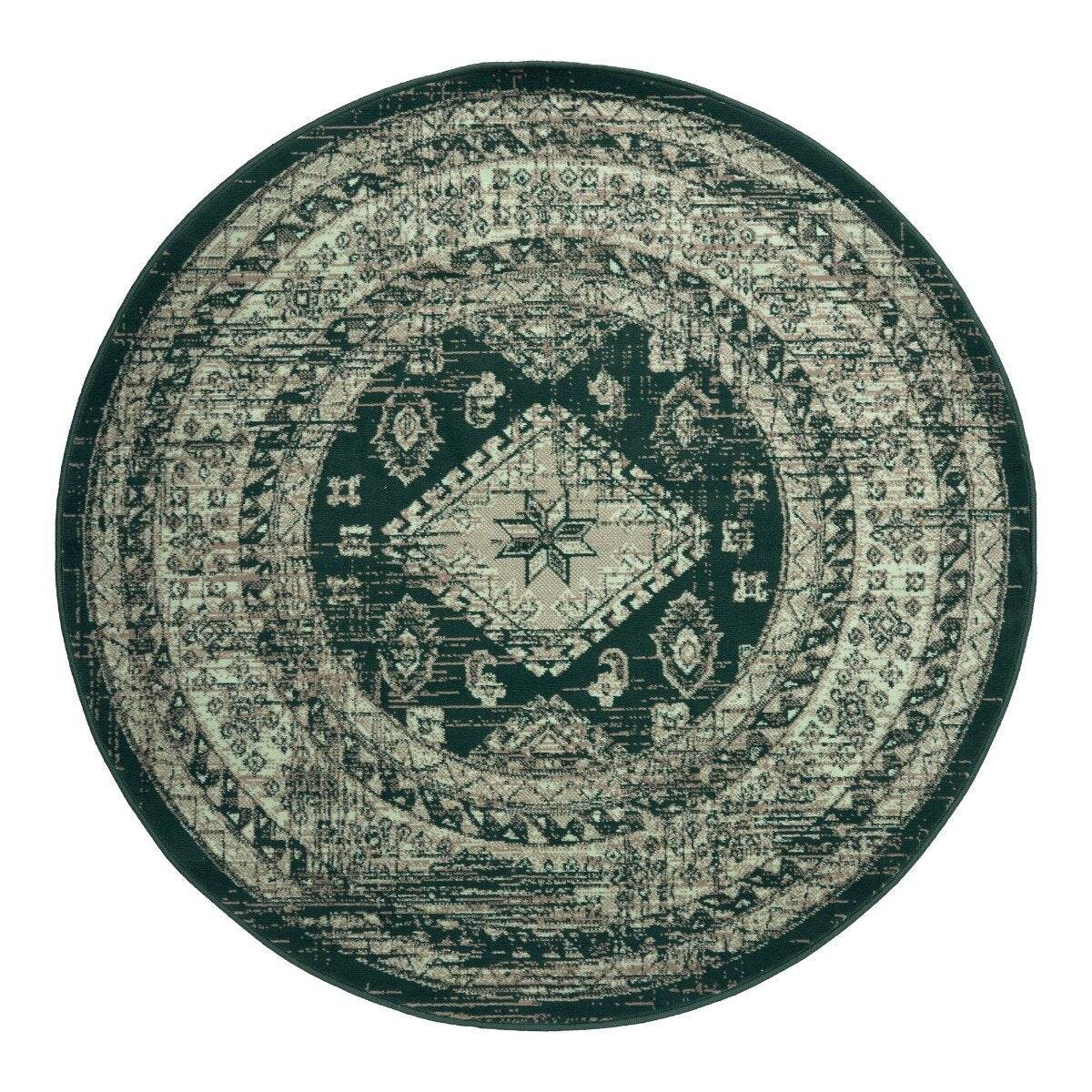 Interieur05 vintage vloerkleed Aila - groen - Ø 190 cm