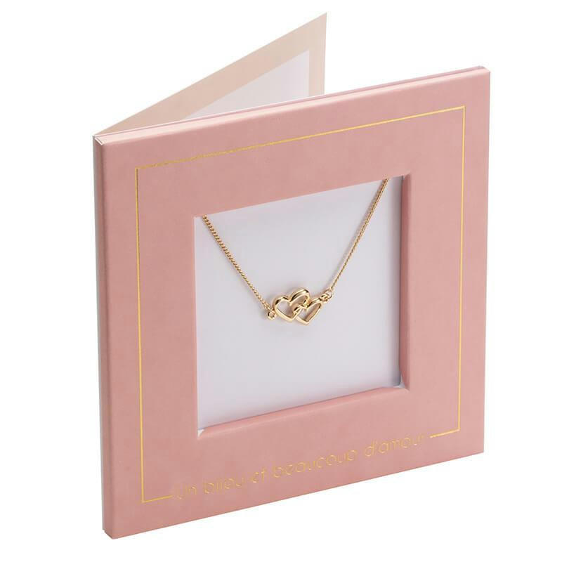 - Carte bijou collier coeurs entrelacés