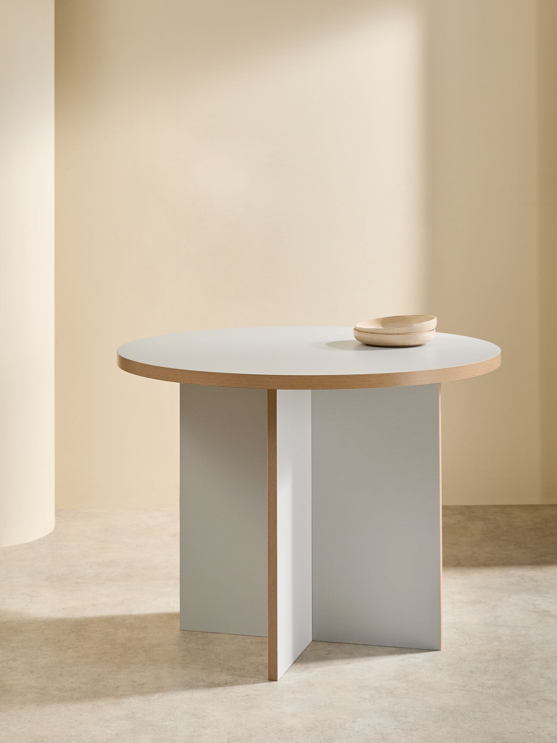 Zayla Round Fixed Dining Table in Grey