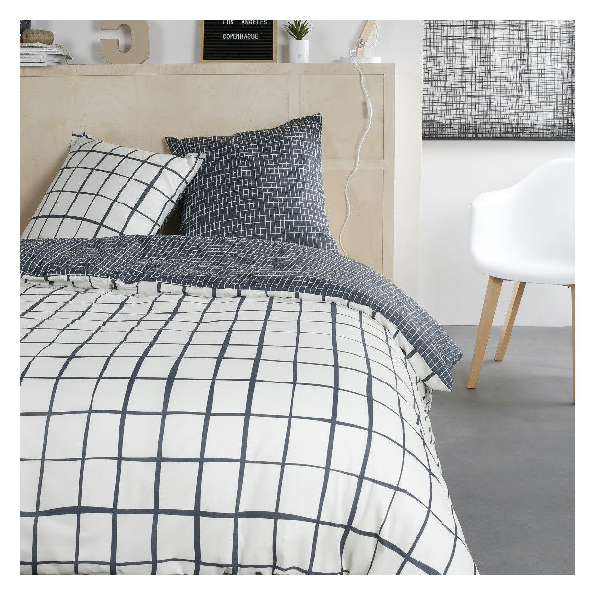 MAWIRA - Parure de lit zippée 2 personnes imprimé en Coton Blanc 240x220 cm