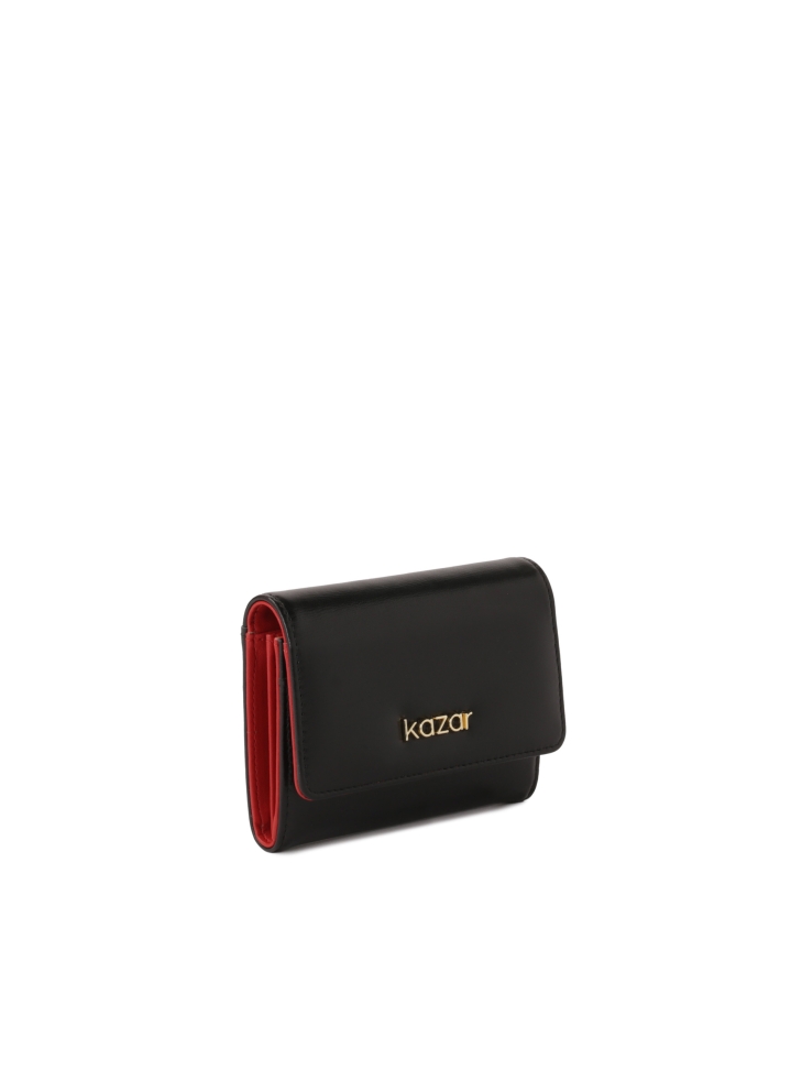 Black wallet with red interior