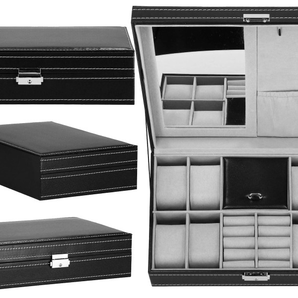 Szkatułka na zegarki 33x20x9cm organizer z przegródkami