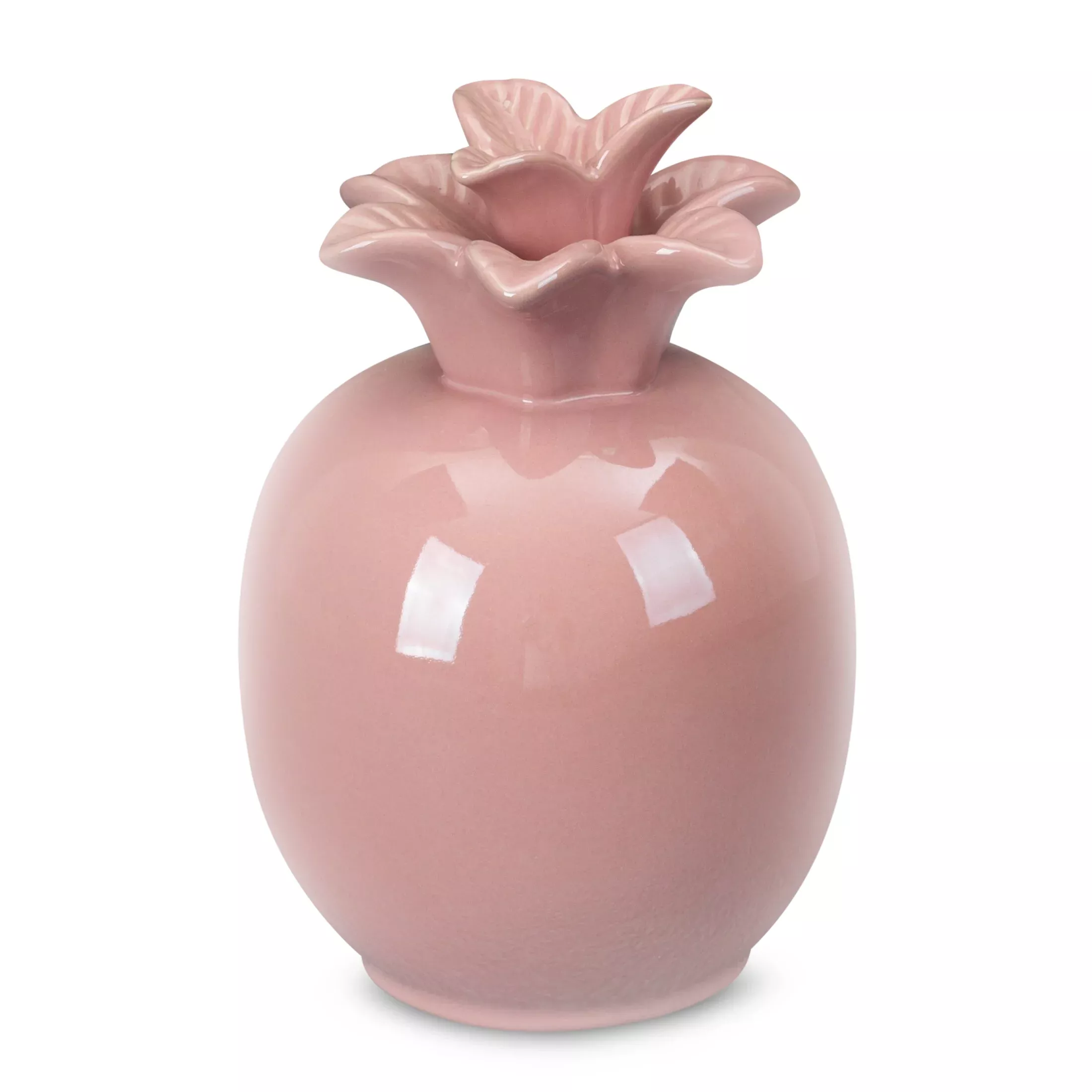 Figurka ceramiczna różowa ananas z perłowym połyskiem średnica 11x16 cm SIMONA