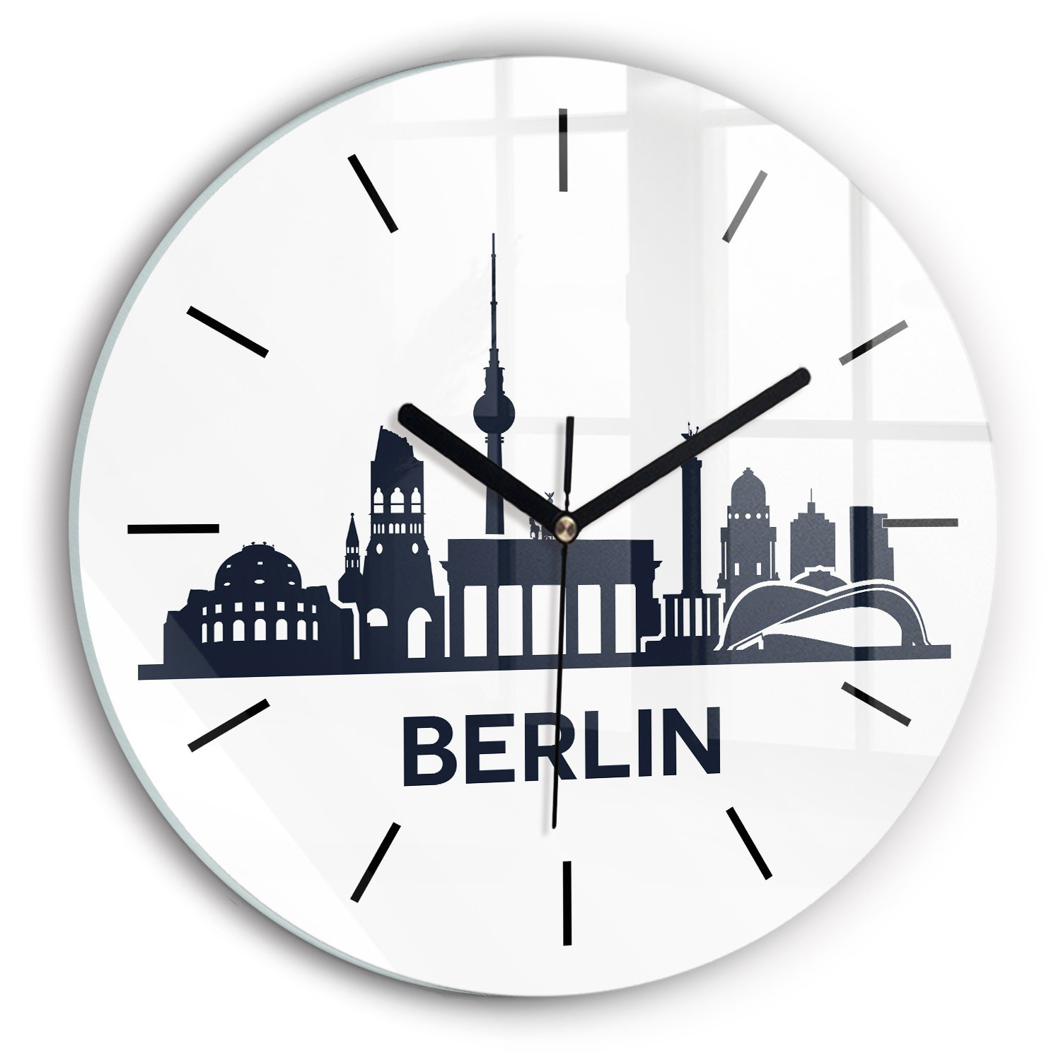Nowoczesny szklany zegar ścienny Ilustracja miasta Berlin