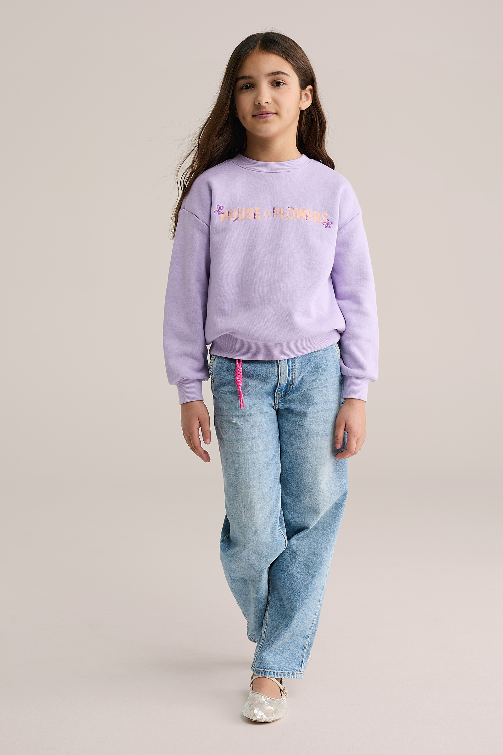 Meisjes oversized sweater met print