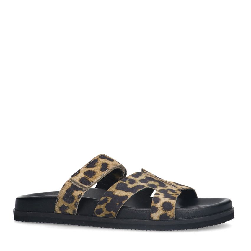 Manfield Leopard slippers met bandje