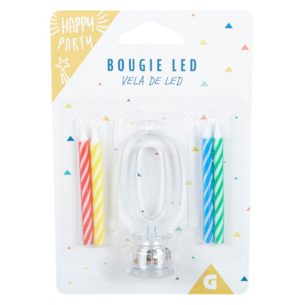 Bougie anniversaire lumineuse à led chiffre 0