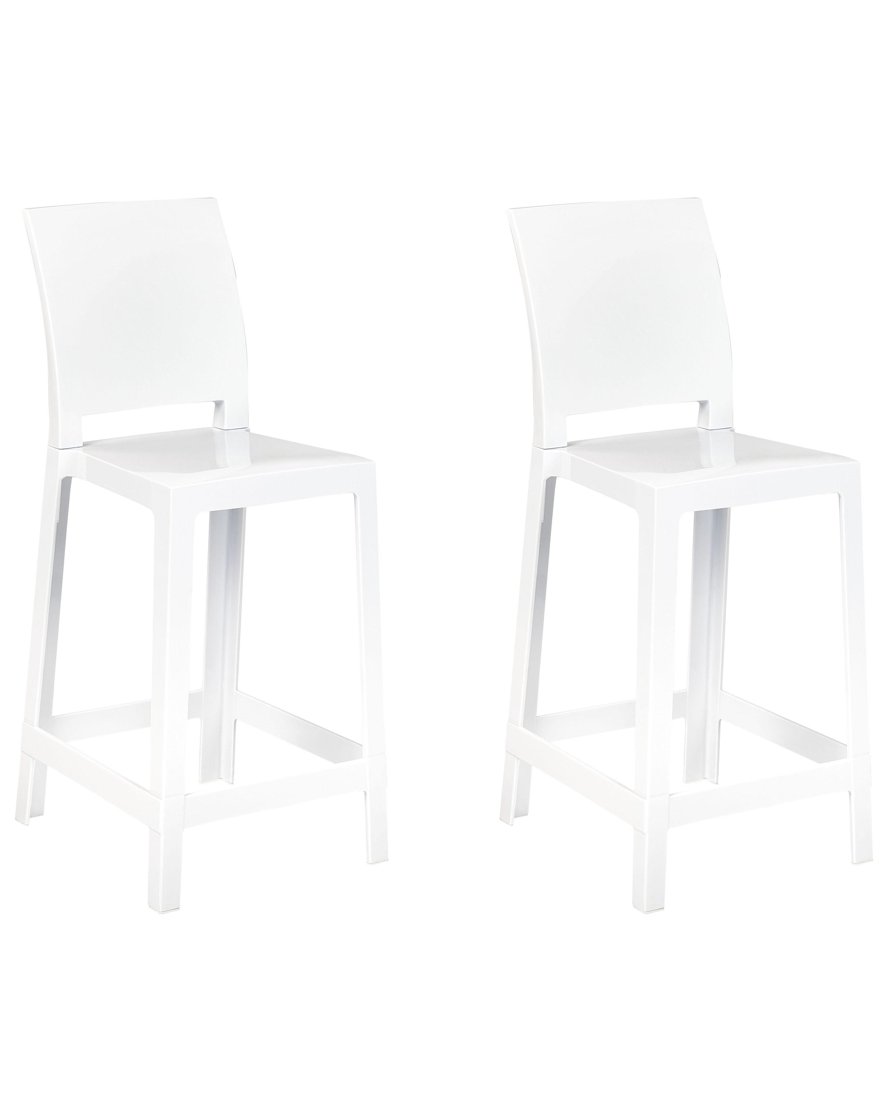 Set of 2 Bar Chairs WELLINGTON White