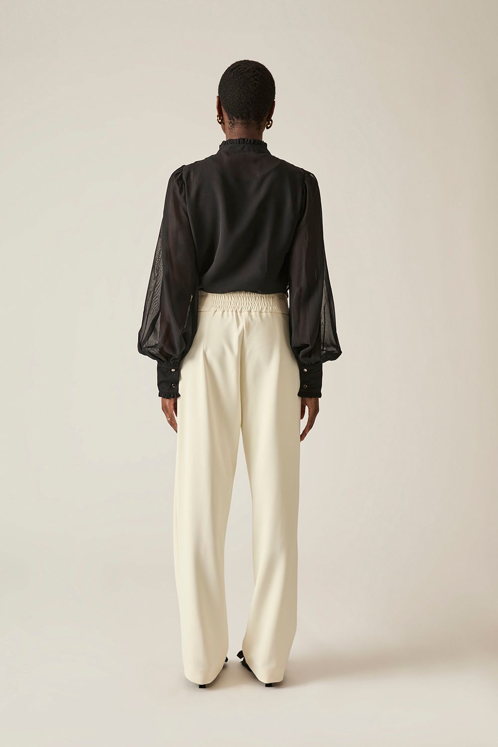 James Lakeland Buckle Waist Cream Trousers