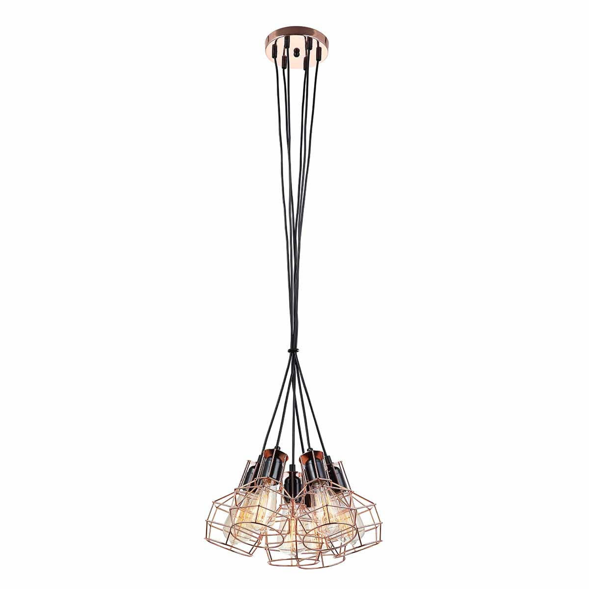 Lampa wisząca czarno-miedziana Perifo 6xE27x60W wym: 120x40x40 cm Italux
