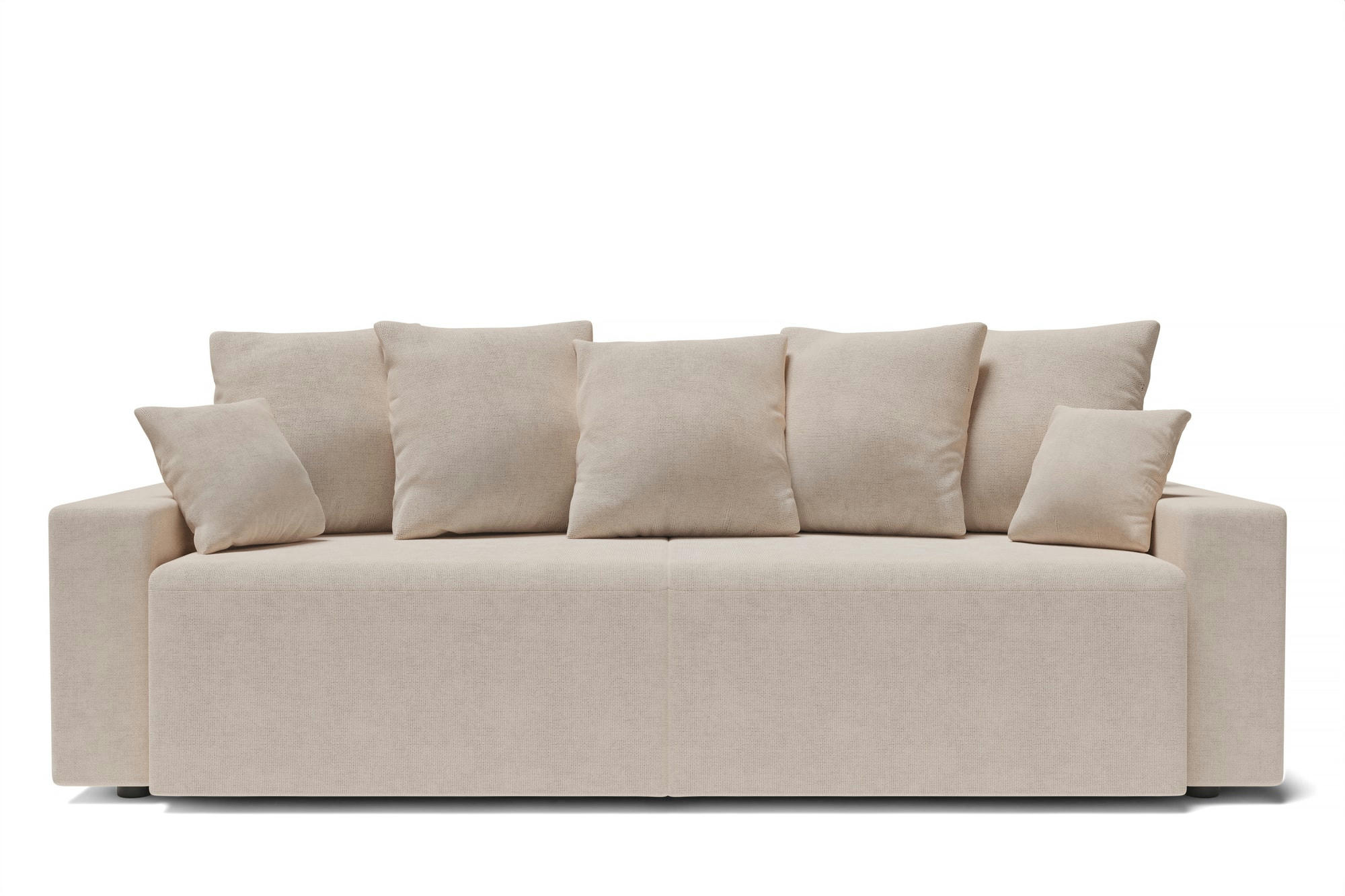 ALMA - Canapé droit convertible en tissu 3 places beige