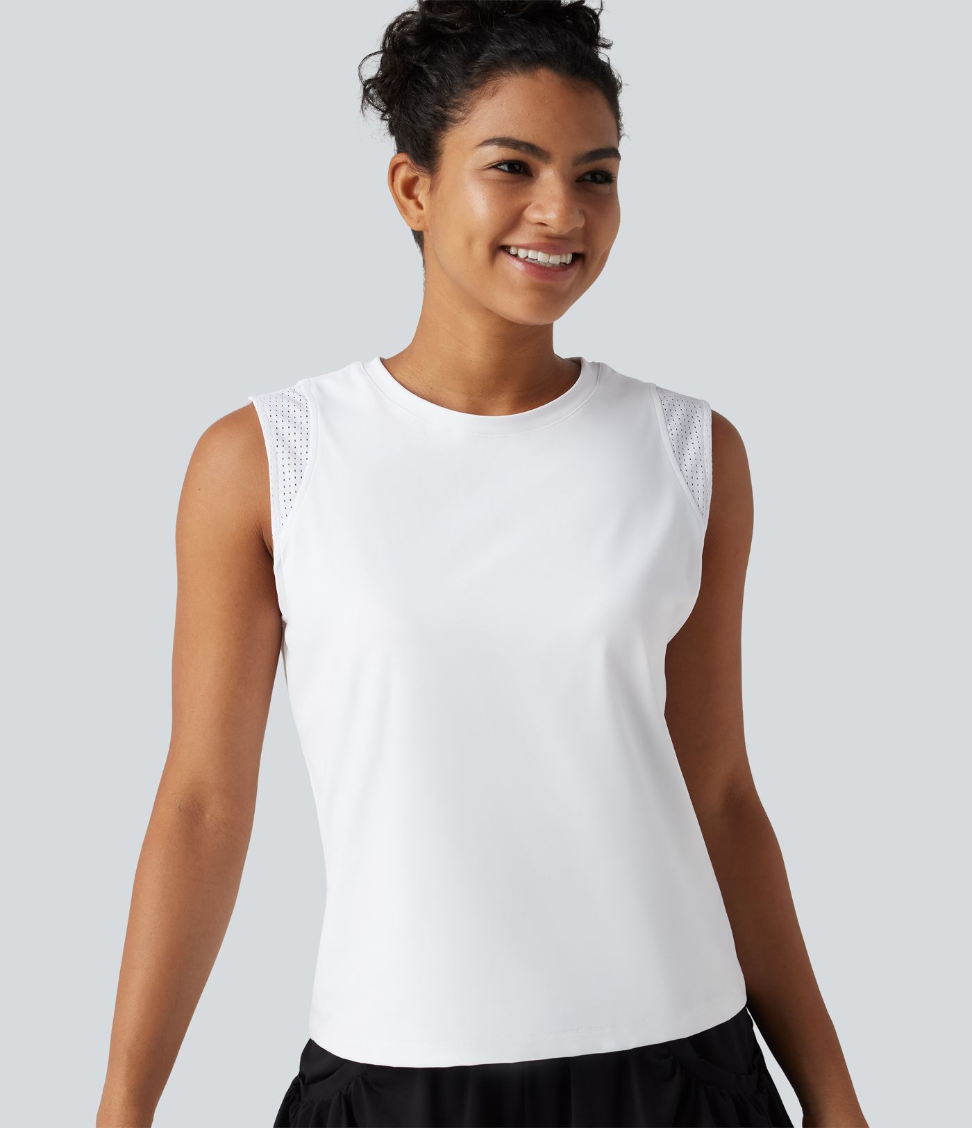 Débardeur de course à col rond en SoftlyZero™ Airy et mesh contrastant respirant à effet frais InstantCool, protection solaire UPF50