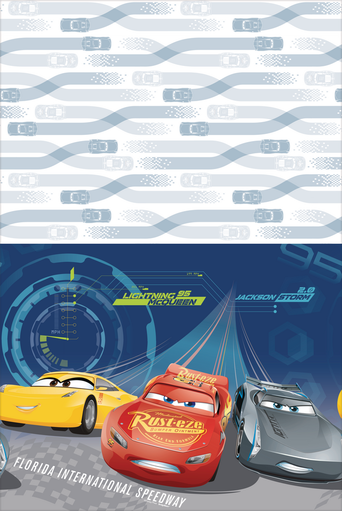 Disney Cars Lightning McQueen Rectangle Plastic Reusable Table Cover, Blue/Red, 54x96-in, for Birthday Party