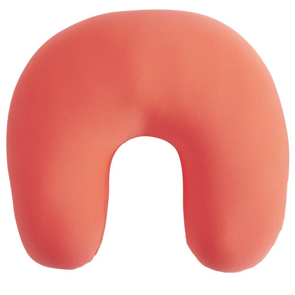 Coussin de voyage microbilles support nuque ergonomique orange 28x28cm