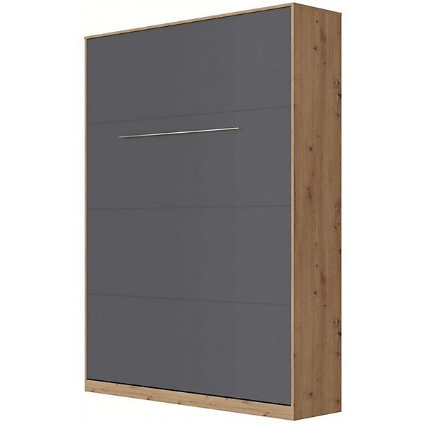 Lit escamotable  2 Placards Vertical 90x200 (50x2)cm Lit Mural Standard Chêne Sauvage-Anthracite