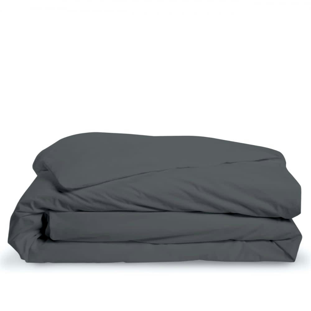 PERCALE - Housse de couette unie en percale de coton anthracite 240x260cm