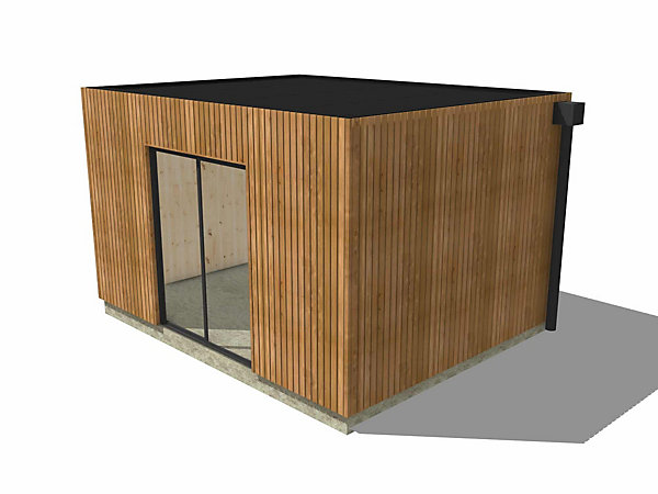 Bureau de jardin habitable en bois 4,4 x 3,5 x 2,7 m / menuiseries alu k-line
