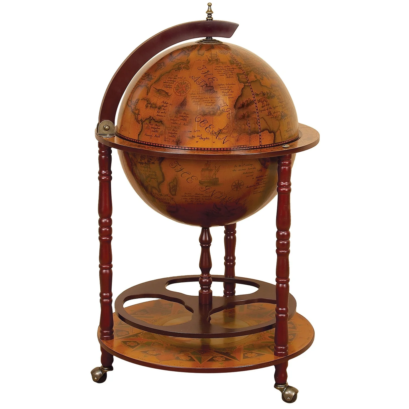Wood World Globe Bar