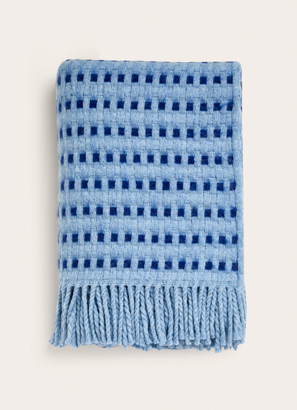 PLAID BICOLORE EN MÉLANGE DE LAINE BLEU CHINÉ