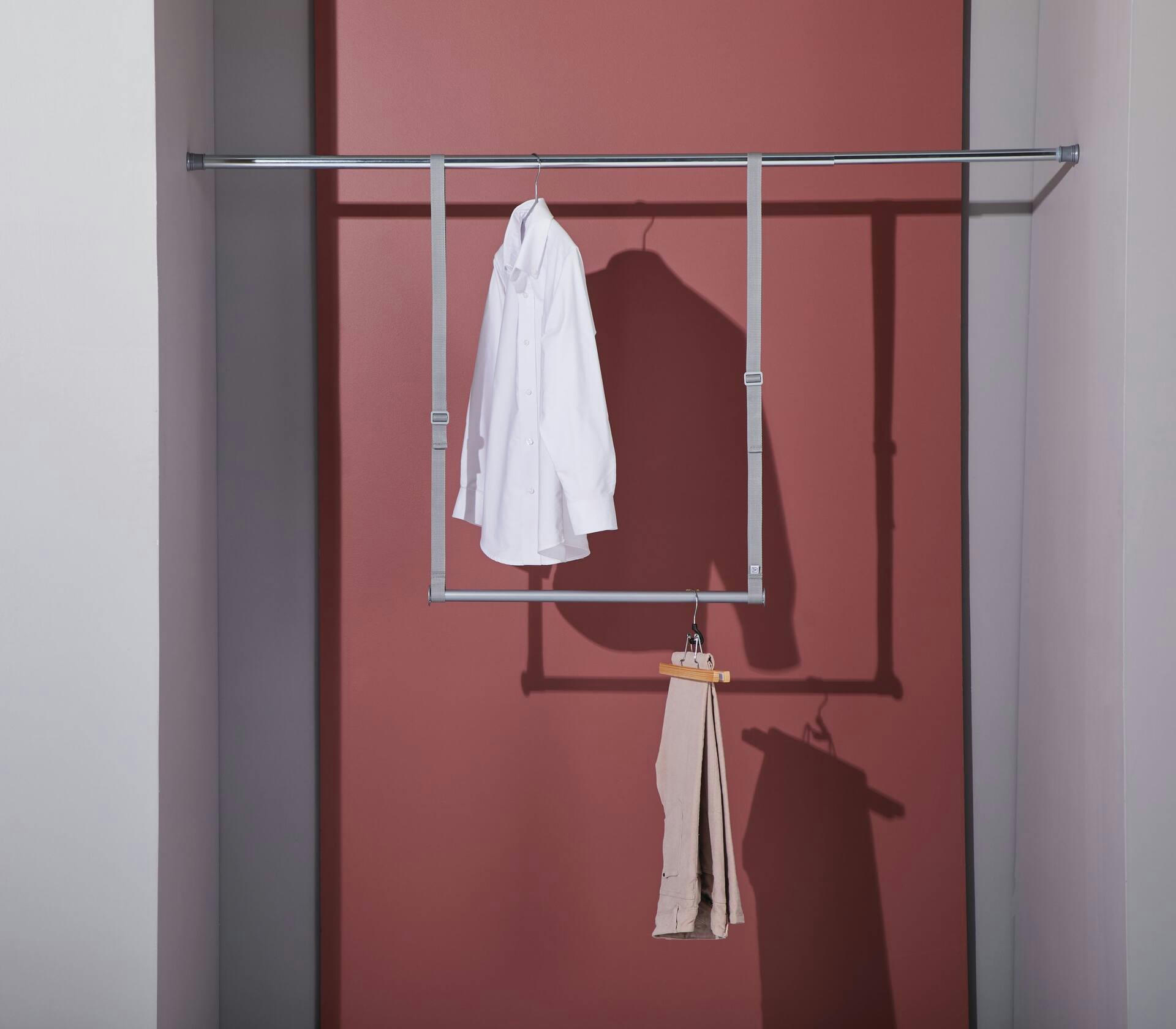 type A Ease Adjustable Hanging Closet Rod, Grey