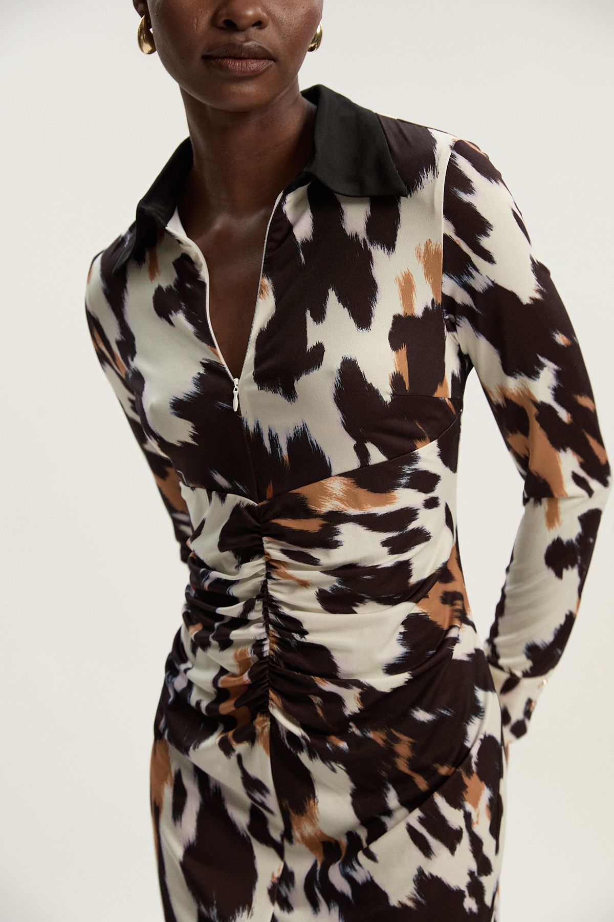 KarenMillen Animal Print Crepe Collared Mini Dress