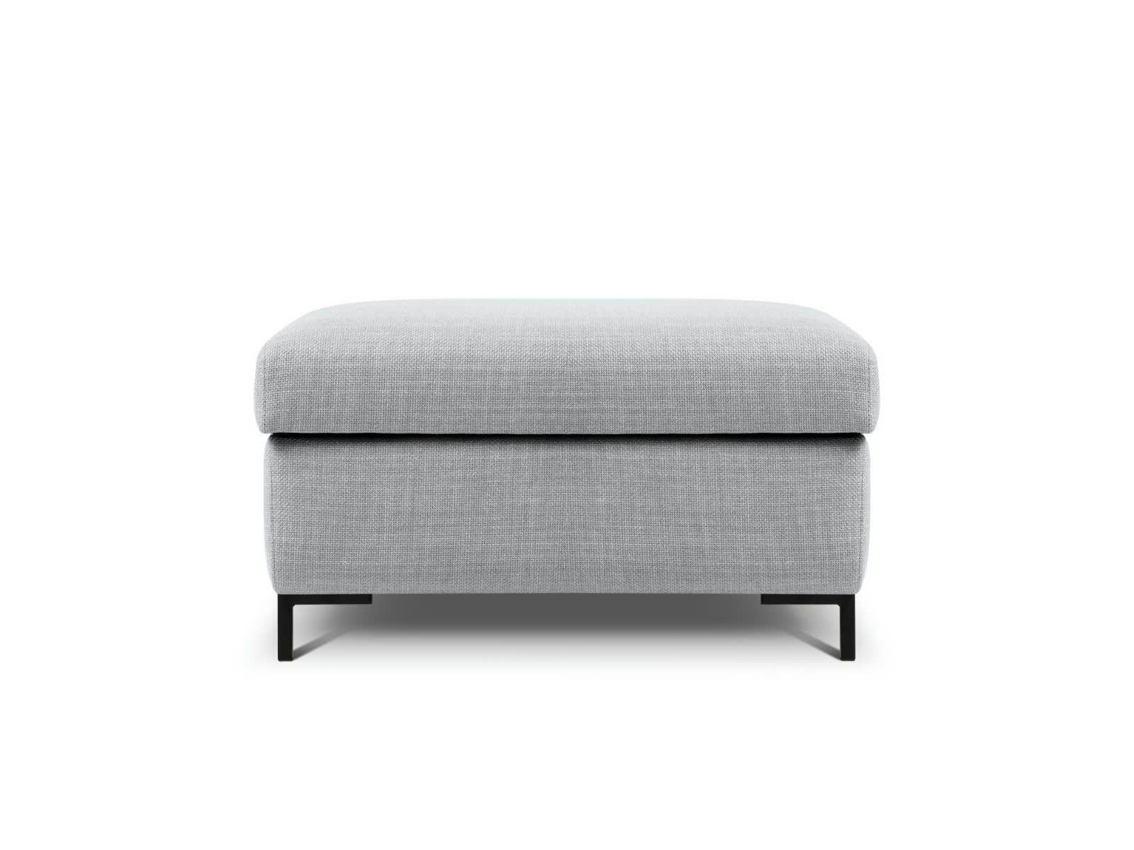 YANIS - Pouf Avec Coffre 1 place en Tissu Structurel Gris Clair