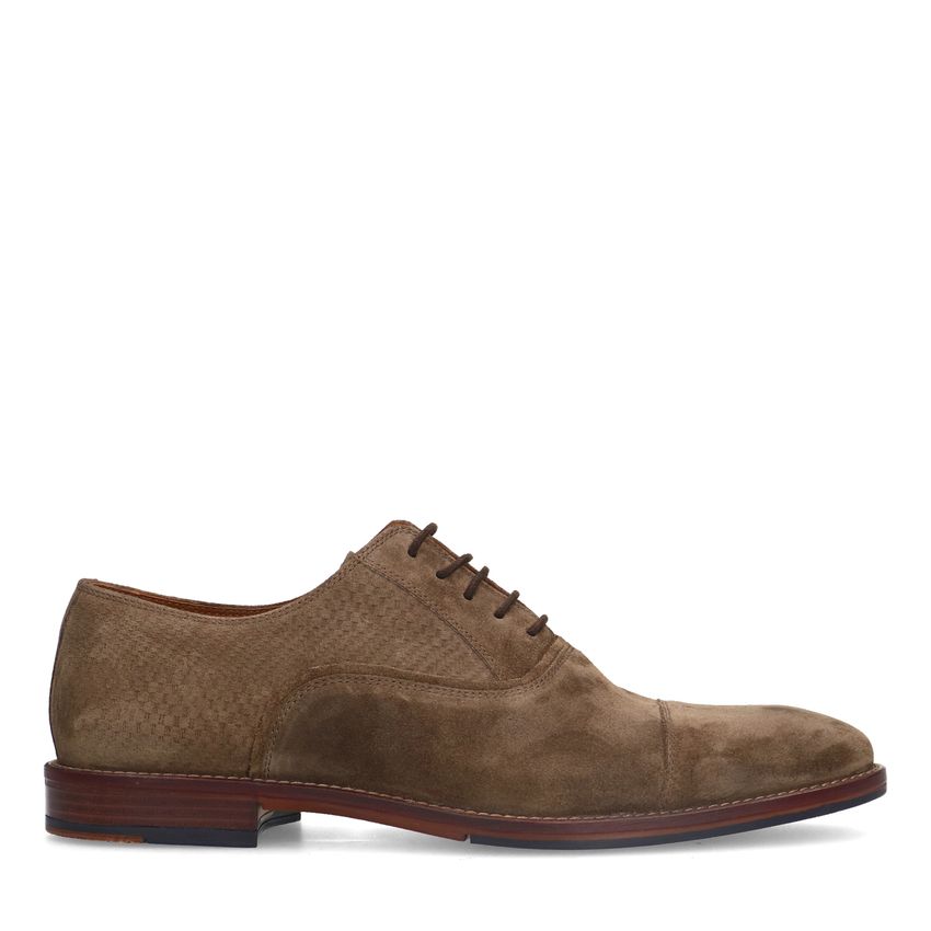 Manfield Taupe suède veterschoenen