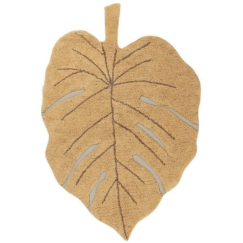 MONSTERA - Tapis coton lavable monstera miel 120x180cm