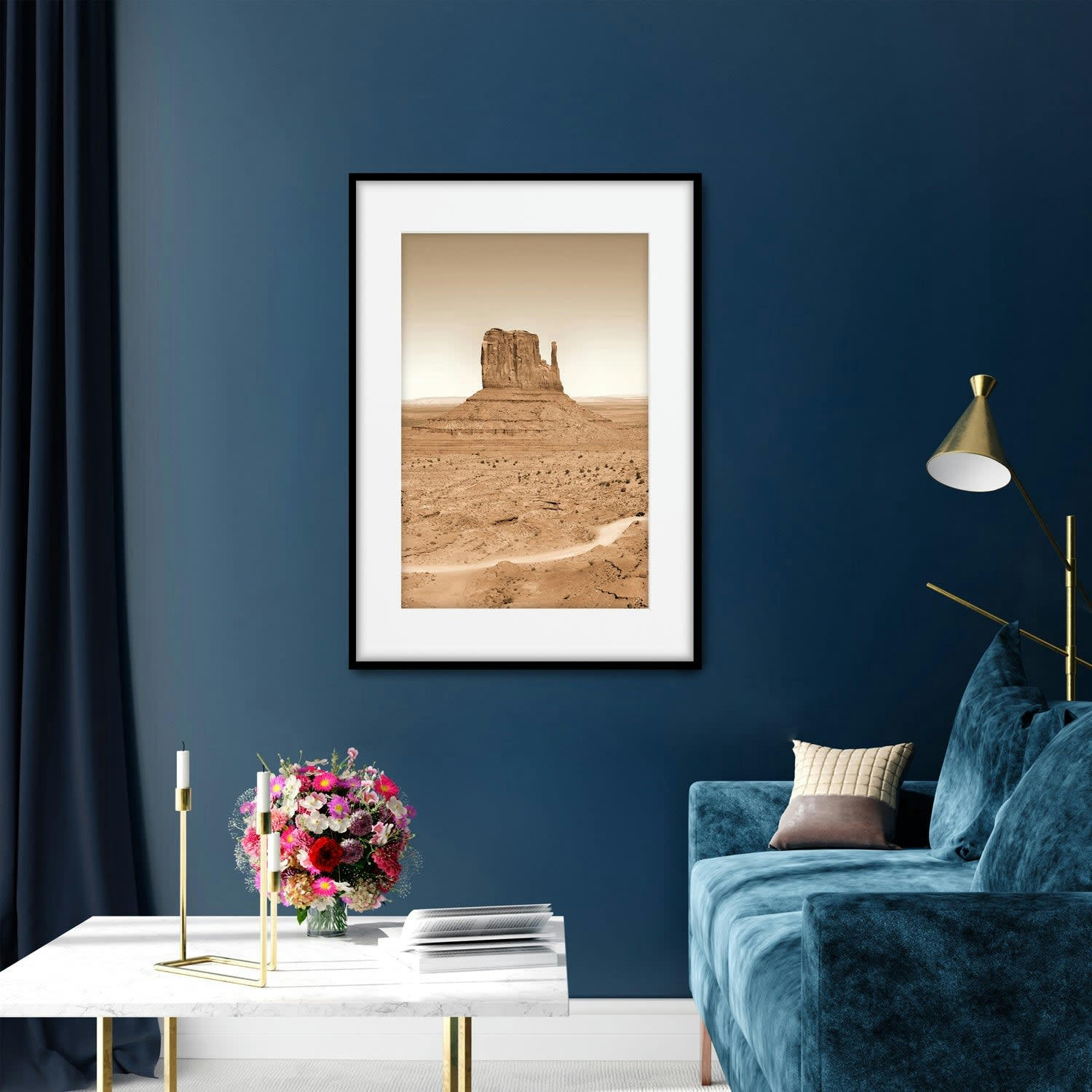 DESIERTO - Affiche avec cadre noir - Monument Valley - 30x40