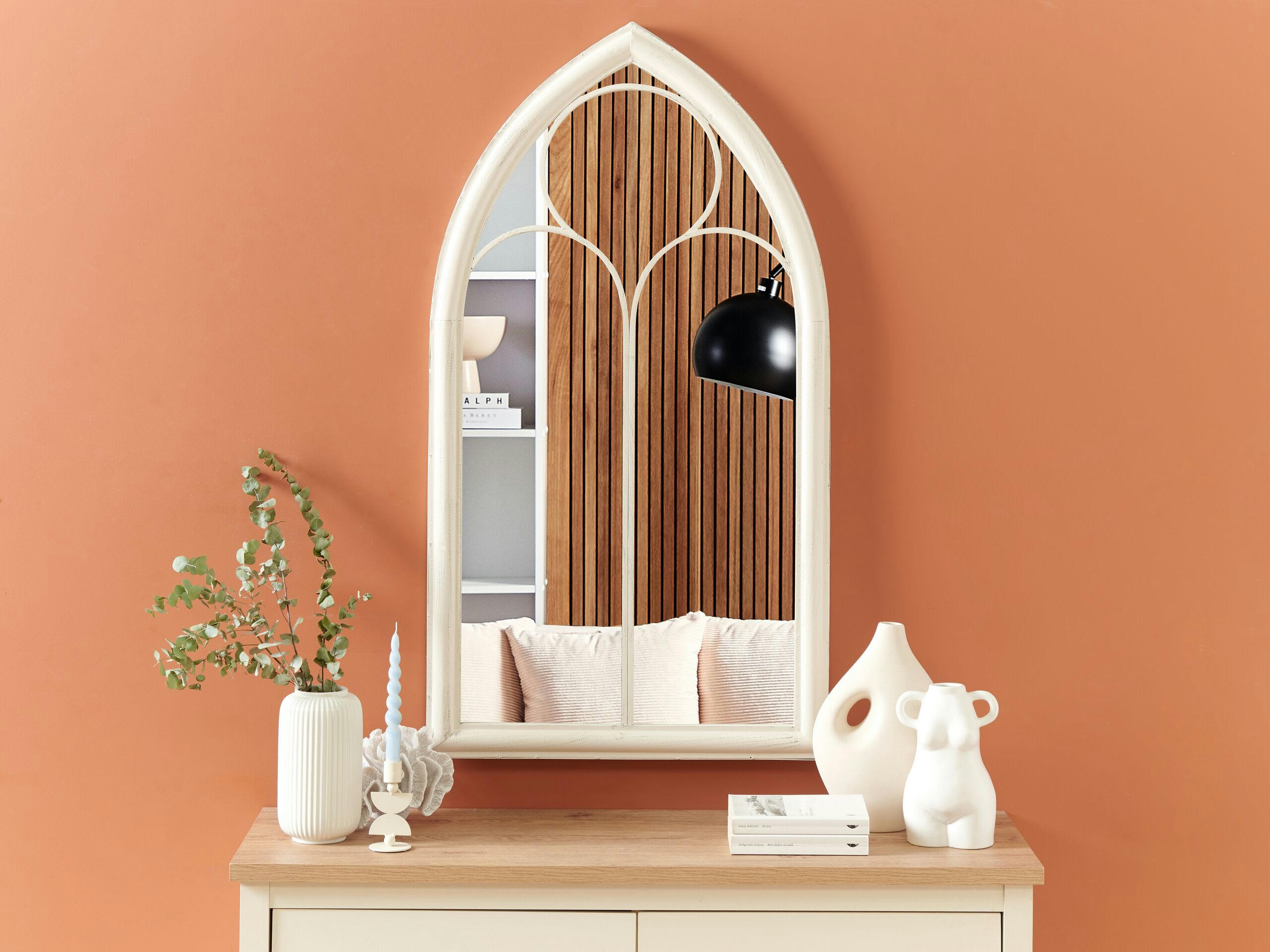 TRELLY - Miroir en métal blanc 113x62