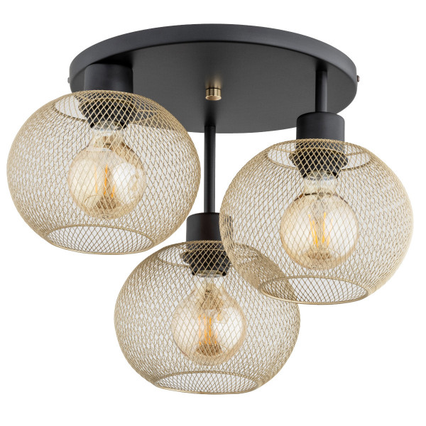 Lampa sufitowa czarno-złota KERSO 3xE27x15W wym: 31x43x43 cm Alfa