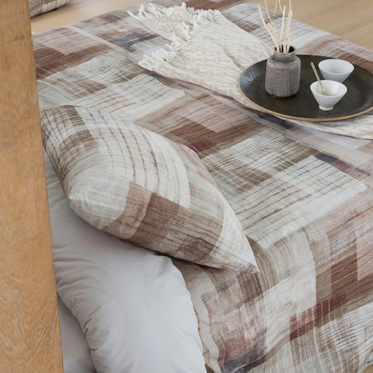 CUADRI TO - 2 taies d'oreiller 65x65 cm marron