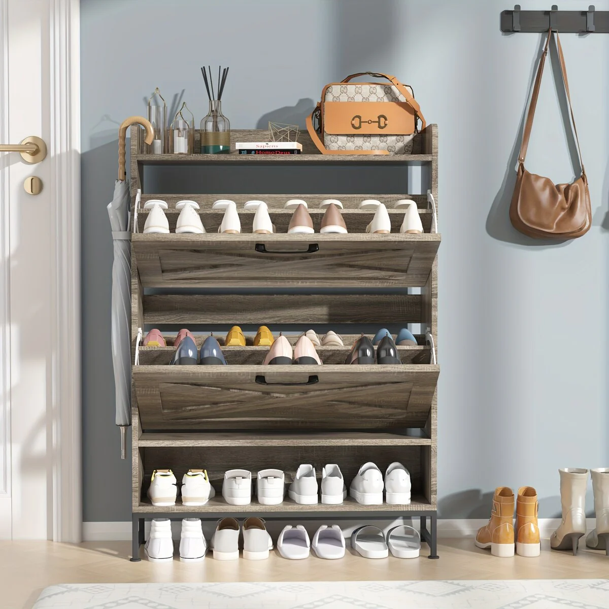 24 Pair Shoe Storage Cabinet