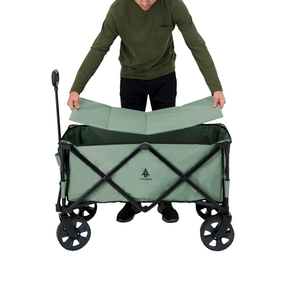 Woods Outdoor Collapsible Folding Utility King Wagon w/ Carry Bag, 225 lb Capacity, Sea Foam