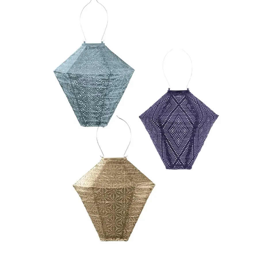 Lumiz Lampion op zonne energie - Solar tuinverlichting - Diamond Set - 3 stuks